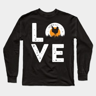 Cute Country Chicken, Farmer Gift, Love Chicken Design design Long Sleeve T-Shirt